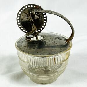 Vtg Androck Egg Manual Hand Mixer Beater Wood Handle 1 Cup Glass Jar